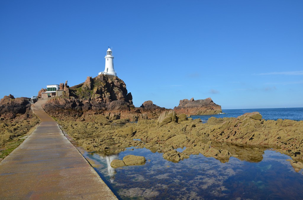 lighthouse in Jersey british island map