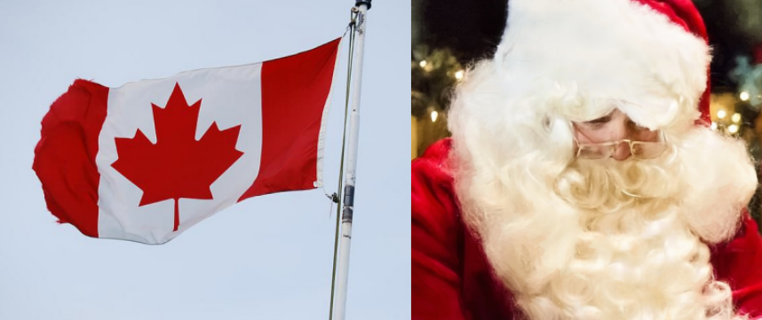 Canada Santa Claus and Flag