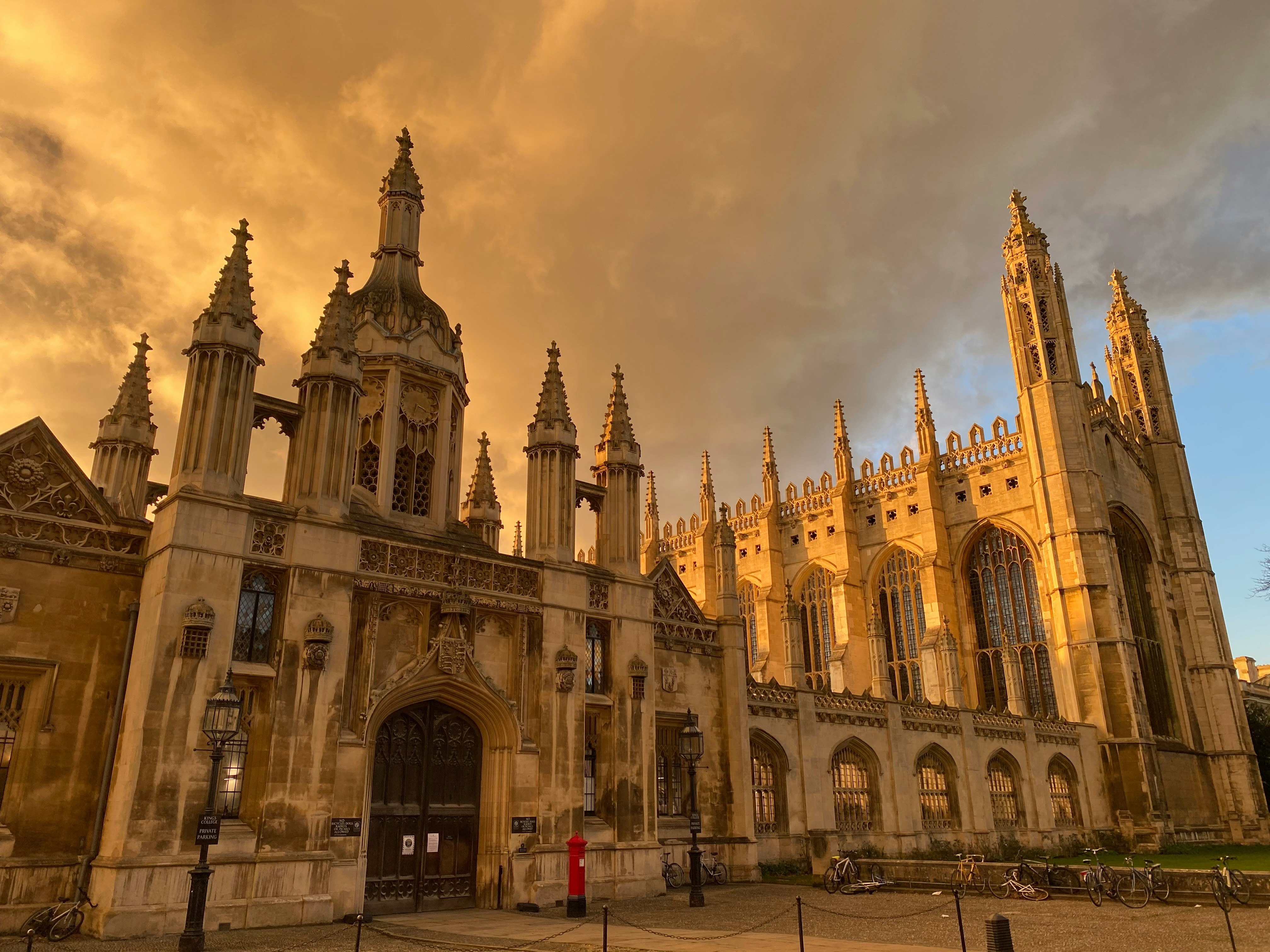 a large building with sunshine