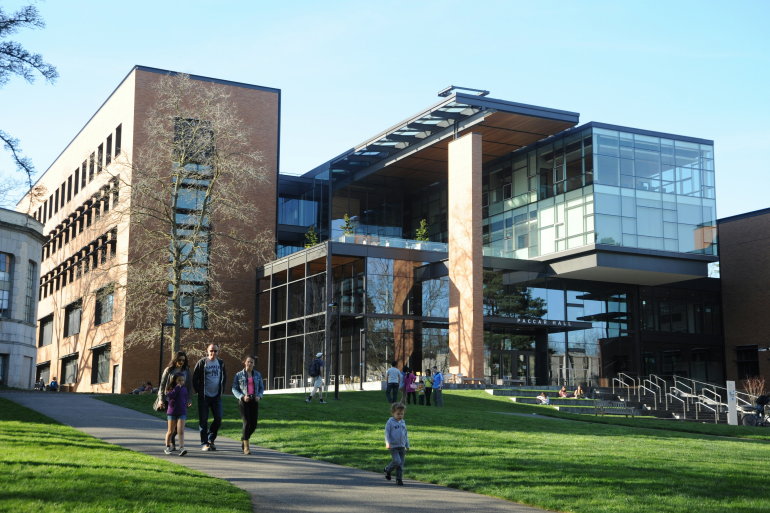 people walking in the campus
