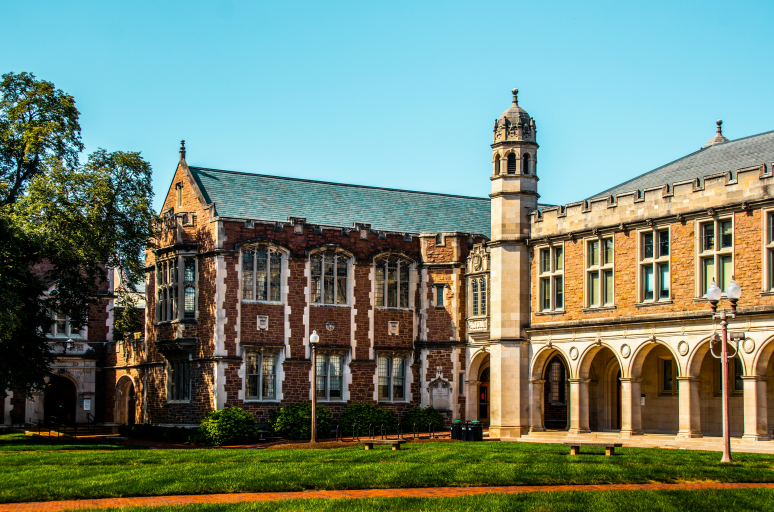 a large brick building with tower