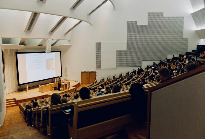 students in a college classroom