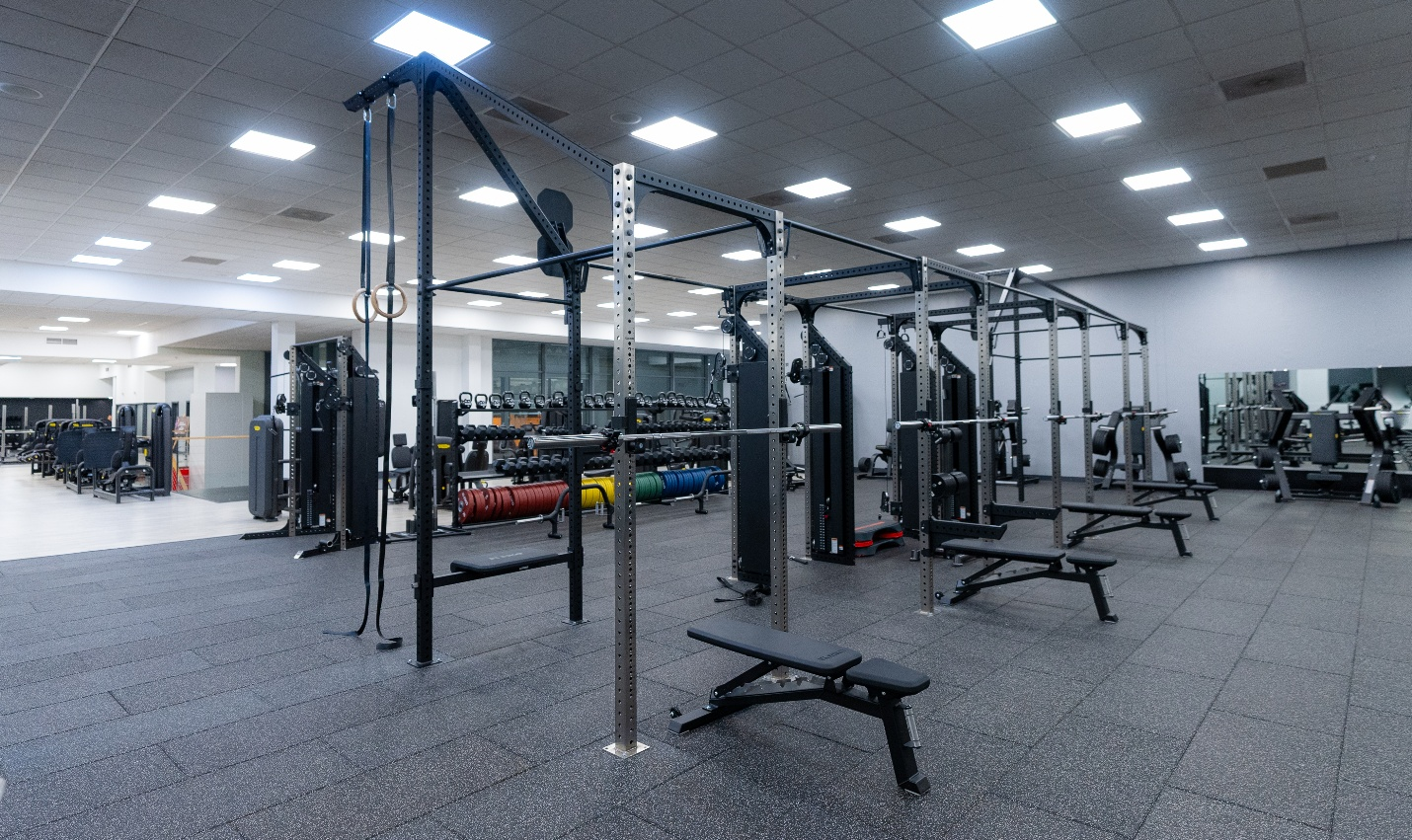 fitness equipments in a gym