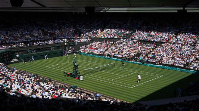 two person playing tennis in Wimbledon