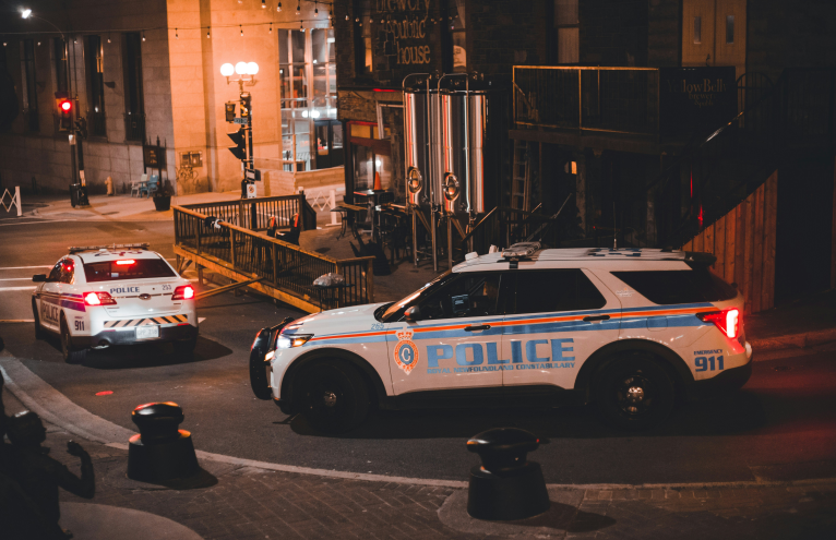 police car on a street in Philadelphia
