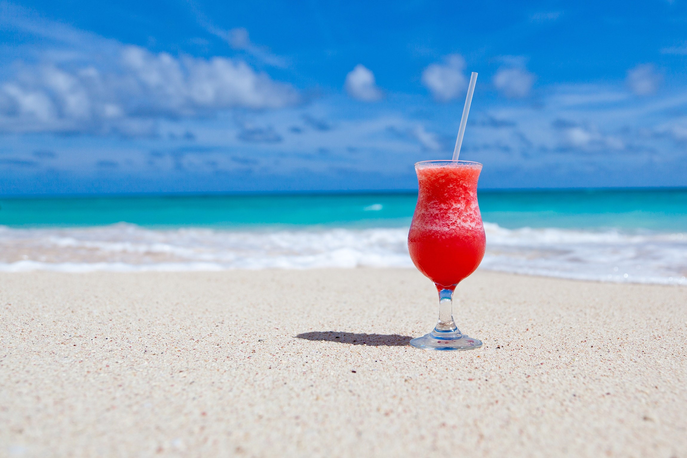 beautiful drink on a sandy beach