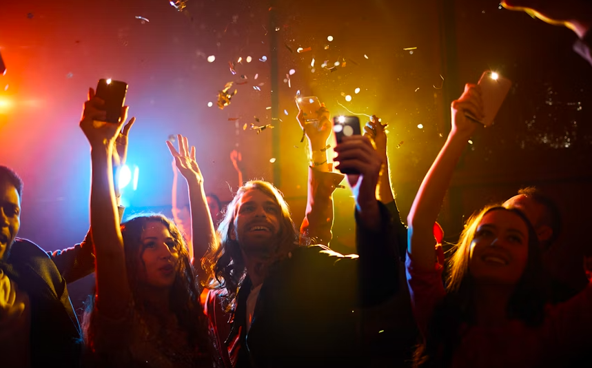 a group of young people dance in a club in Nottingham