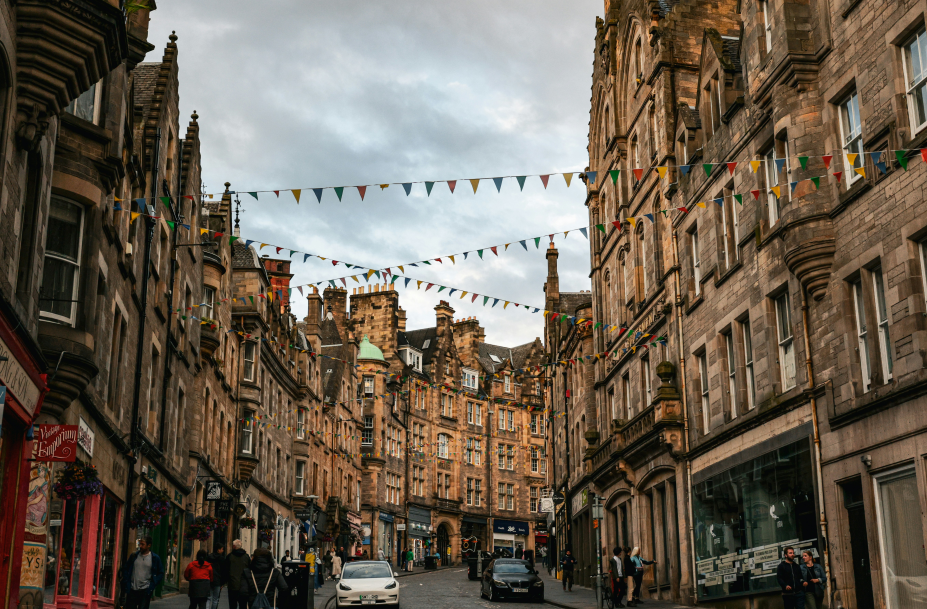 a city street in Glasgow lined with tall building